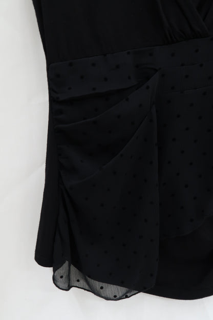 Haut sans manches noir avec drapée noir à pois - S