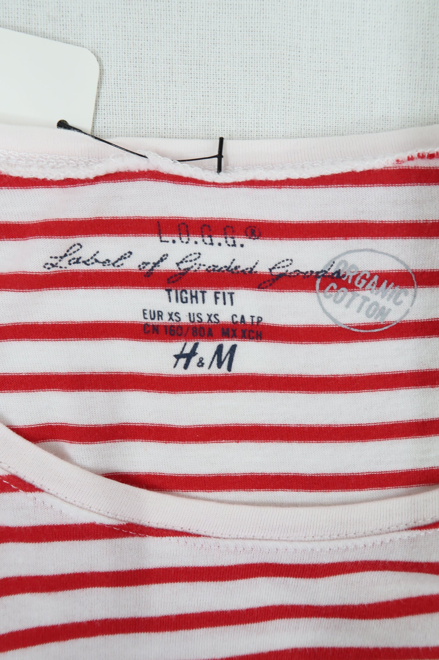 T-shirt marinière rouge & blanc - H&M - XS