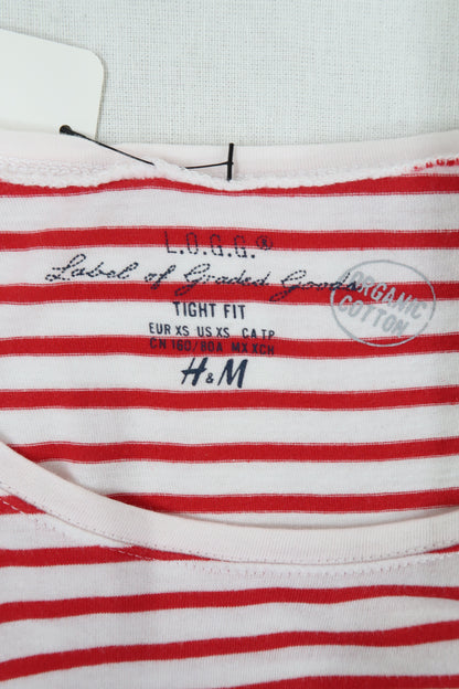 T-shirt marinière rouge & blanc - H&M - XS