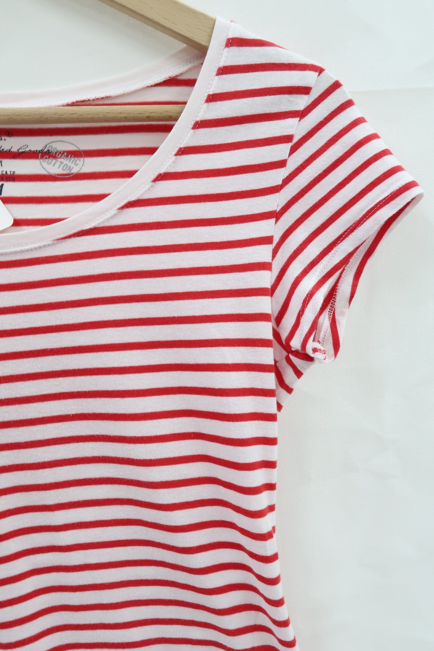 T-shirt marinière rouge & blanc - H&M - XS