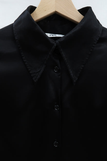 Chemise noire glossy - Zara - M