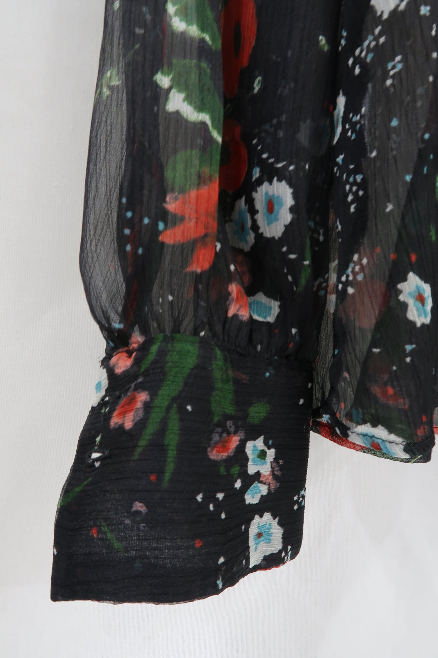 Chemisier à fleurs noir transparent - Mango - S