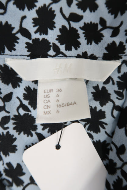 Chemisier bleu ciel à fleurs noires - H&M - S